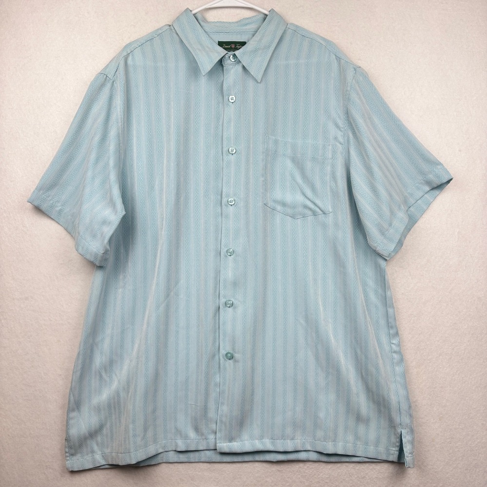 David Taylor Textured Stripe Shirt Mens XL Short Sleeve Resort Casual Retro